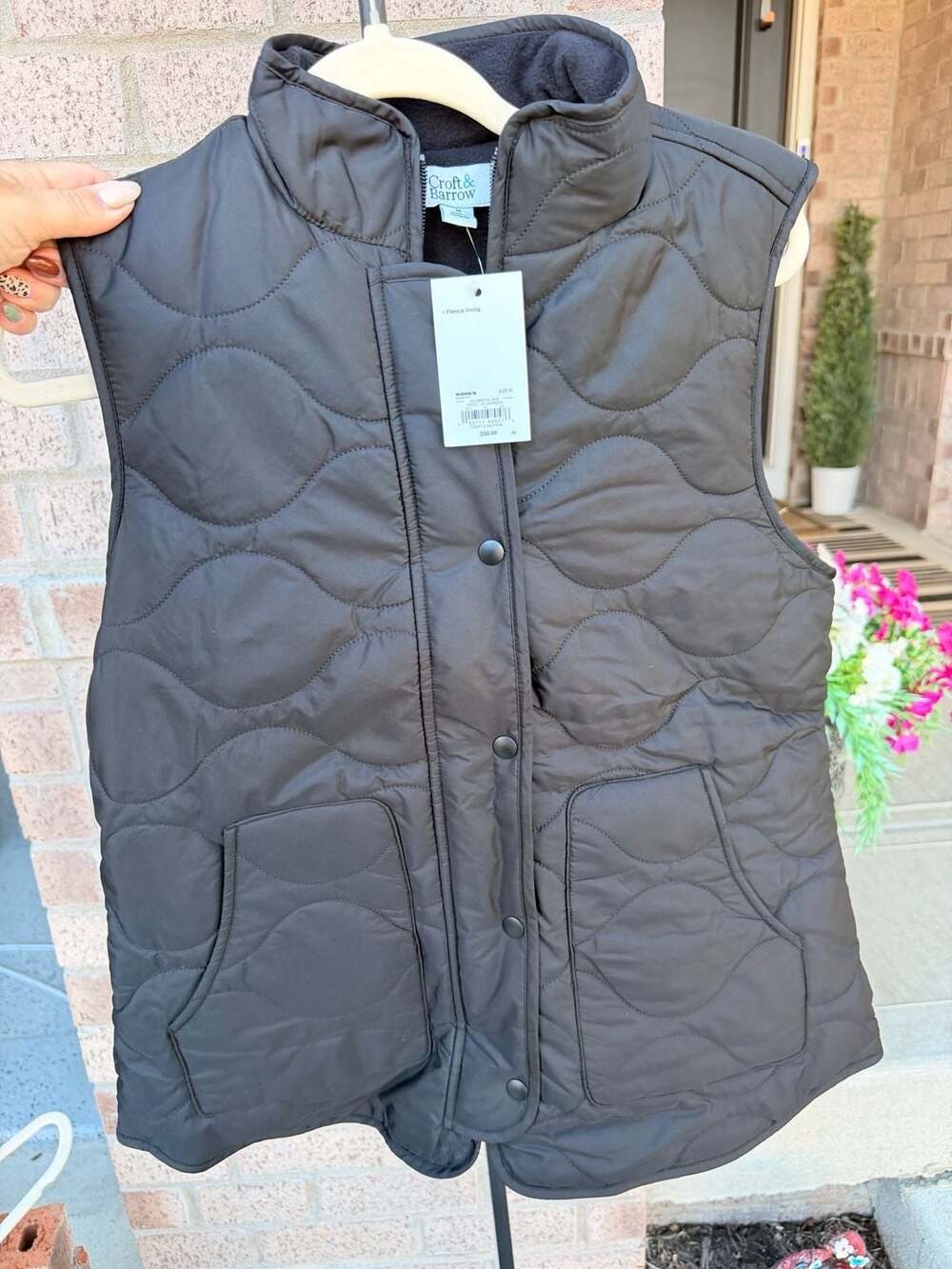 Croft & Barrow Quilted Fleece-Lined Vest Size M Black